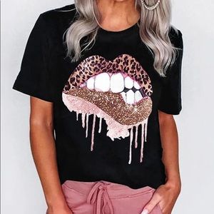 Leopard Lip printed T-shirt